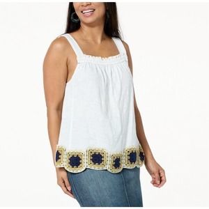 Democracy Women's Lightweight Crochet Hem Tank Top Size XL